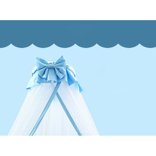  CdyBox Breathable Crib Netting Bed Curtains Canopy for Kids Mosquito Net Bedroom Decor (Blue, Mosquito net+Stand)