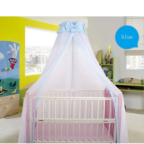  CdyBox Breathable Crib Netting Bed Curtains Canopy for Kids Mosquito Net Bedroom Decor (Blue, Mosquito net+Stand)