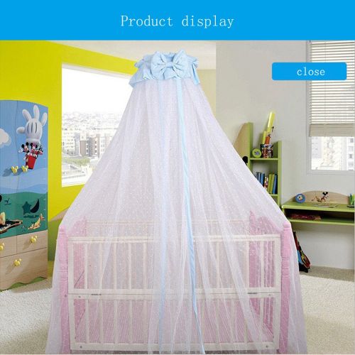  CdyBox Breathable Crib Netting Bed Curtains Canopy for Kids Mosquito Net Bedroom Decor (Blue, Mosquito net+Stand)