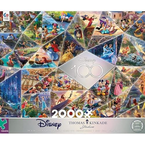  Ceaco - Disney's 100th Anniversary - Thomas Kinkade - 100th Anniversary Collage - 2000 Piece Jigsaw Puzzle, 38 x 26