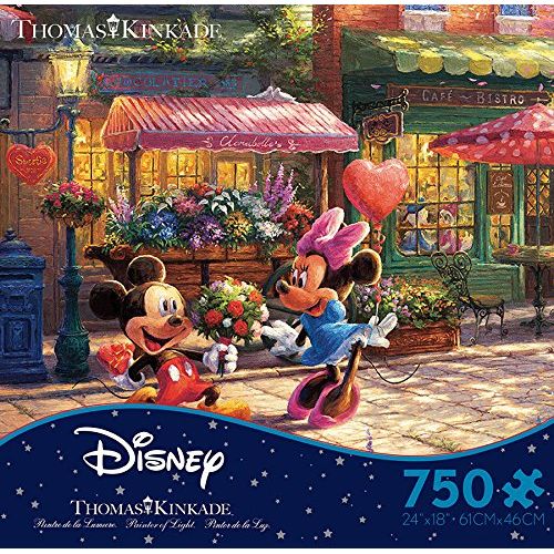  Ceaco The Disney Collection - Mickey & Minnie Sweetheart Cafe Puzzle by Thomas Kinkade (750 Piece)
