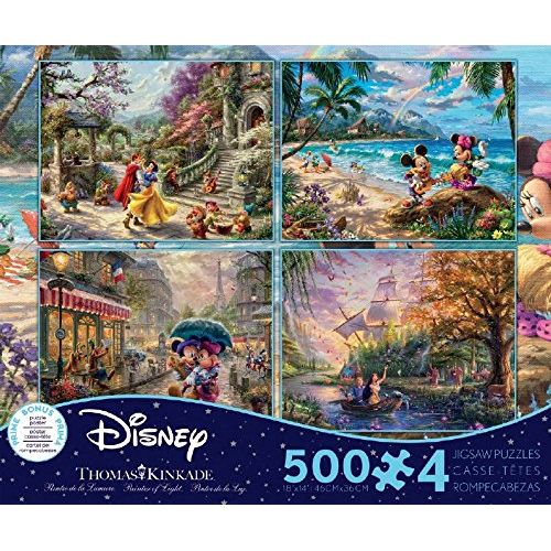  Ceaco Thomas Kinkade The Disney Collection 4 in 1 Multipack Puzzles (500 Piece Each)
