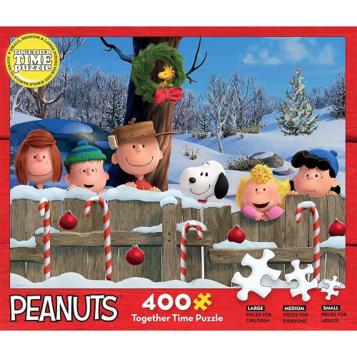  Ceaco Disney 400 Piece Together Time Holiday Jigsaw Puzzle, Fence, (3) Piece Sizes Standard, Medium, and Oversized