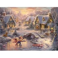 Ceaco Thomas Kinkade Mickey and Minnie Sweetheart Holiday Puzzle 1000 Pieces