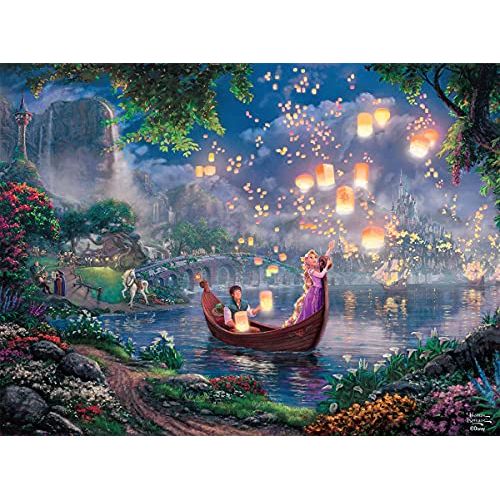  Ceaco 750 Piece Thomas Kinkade Disney Dreams, Tangled Starlight Jigsaw Puzzle, Kids and Adults