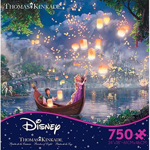  Ceaco 750 Piece Thomas Kinkade Disney Dreams, Tangled Starlight Jigsaw Puzzle, Kids and Adults