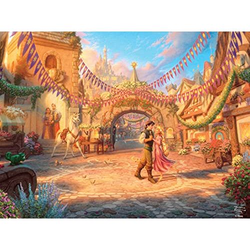  Ceaco 750 Piece Thomas Kinkade Disney Dreams, Rapunzel in The Courtyard Jigsaw Puzzle, Kids and Adults