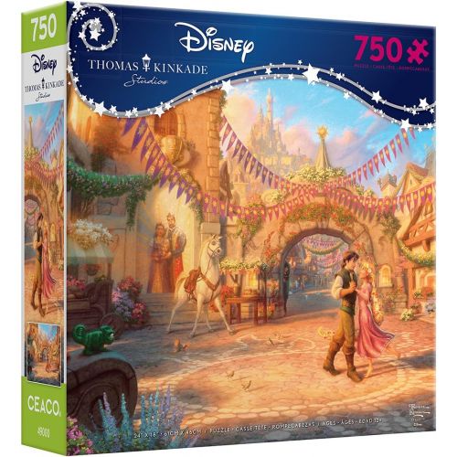  Ceaco 750 Piece Thomas Kinkade Disney Dreams, Rapunzel in The Courtyard Jigsaw Puzzle, Kids and Adults