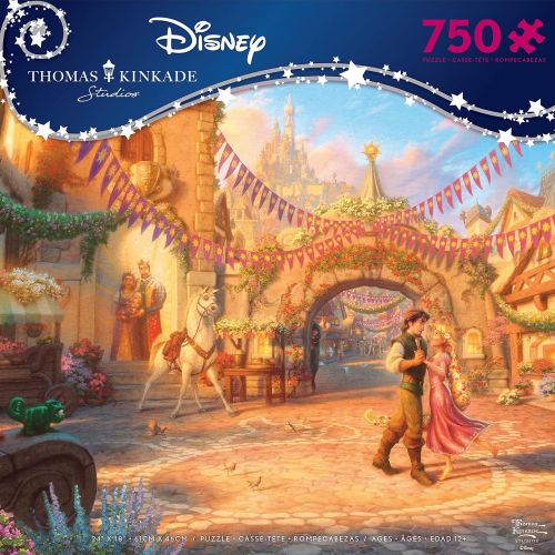  Ceaco 750 Piece Thomas Kinkade Disney Dreams, Rapunzel in The Courtyard Jigsaw Puzzle, Kids and Adults