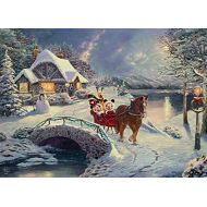 Ceaco Thomas Kinkade DisneyHoliday 1000 Piece Jigsaw Puzzle, Mickey & Minnie Sleigh Ride