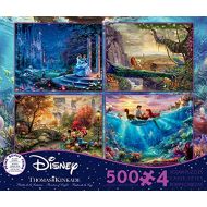 Ceaco (4) 500 Piece Thomas Kinkade - Disney Dreams 4 in 1 Multipack Jigsaw Puzzle Set, Cinderella, The Lion King, Mickey and Minnie, The Little Mermaid, Blue