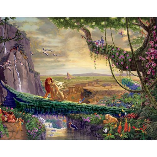  Ceaco (4) 500 Piece Thomas Kinkade - Disney Dreams 4 in 1 Multipack Jigsaw Puzzle Set, Cinderella, The Lion King, Mickey and Minnie, The Little Mermaid, Blue
