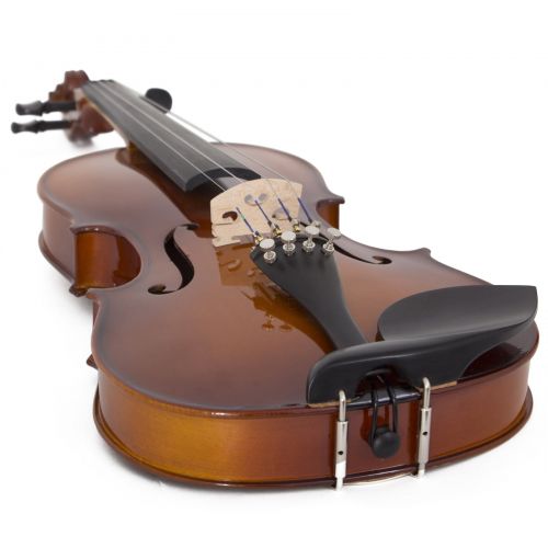  Cecilio Left-Handed Size 34 CVN-320L Ebony Fitted Solid Wood Violin wDAddario Prelude Strings, Lesson Book, Shoulder Rest and More