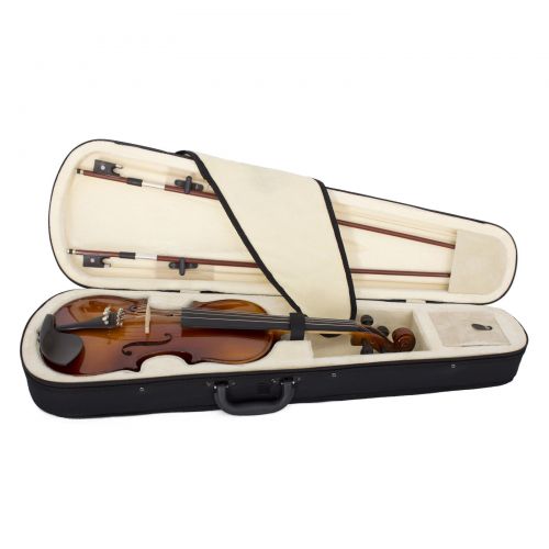  Cecilio Left-Handed Size 34 CVN-320L Ebony Fitted Solid Wood Violin wDAddario Prelude Strings, Lesson Book, Shoulder Rest and More