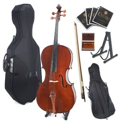  Cecilio CCO-300 Solid Wood Cello with Hard & Soft Case 44 (Full Size)