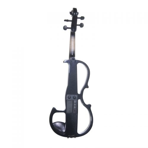  Cecilio Full Size Left-Handed Solid Wood Electric Silent Violin with Ebony Fittings L44CEVN-L2BK Metallic Black