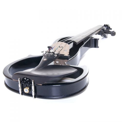  Cecilio Full Size Left-Handed Solid Wood Electric Silent Violin with Ebony Fittings L44CEVN-L2BK Metallic Black