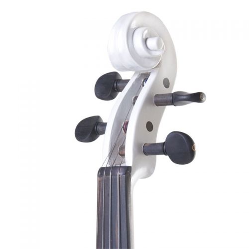  Cecilio Full Size Left-Handed Solid Wood Electric Silent Violin with Ebony Fittings-L44CEVN-L2W Pearl White