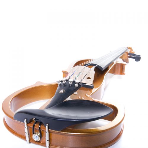  Cecilio Full Size Left-Handed Solid Wood Electric Silent Violin with Ebony Fittings-L44CEVN-L2Y Metallic Yellow Maple