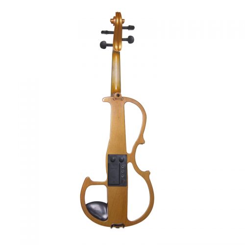  Cecilio Full Size Left-Handed Solid Wood Electric Silent Violin with Ebony Fittings-L44CEVN-L2Y Metallic Yellow Maple