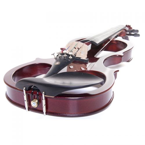  Cecilio Full Size Left-Handed Solid Wood Electric Silent Violin with Ebony Fittings-L44CEVN-L1NA Metallic Mahogany