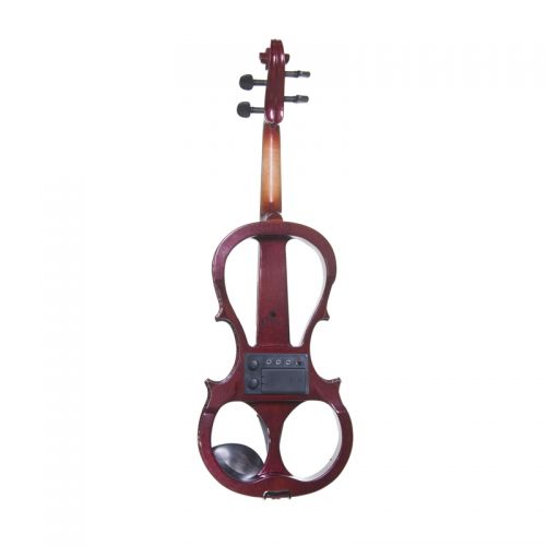  Cecilio Full Size Left-Handed Solid Wood Electric Silent Violin with Ebony Fittings-L44CEVN-L1NA Metallic Mahogany