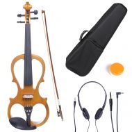 Cecilio 44 CEVN-1Y Solidwood Metallic Yellow Maple ElectricSilent Violin with Ebony Fittings-Full Size