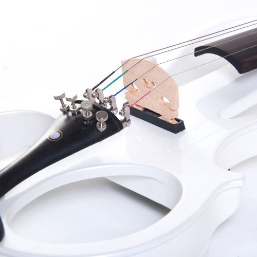  Cecilio Size 34 CEVN-1W Solidwood Pearl White ElectricSilent Violin with Ebony Fittings