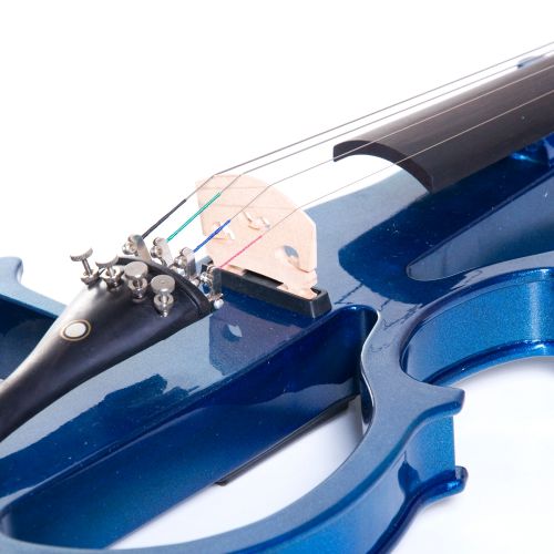  Cecilio Size 34 CEVN-2BL Solidwood Metallic Blue ElectricSilent Violin with Ebony Fittings