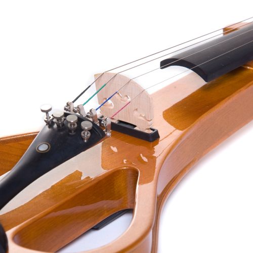  Cecilio 44 CEVN-4Y Solidwood Metallic Yellow Maple ElectricSilent Violin with Ebony Fittings-Full Size