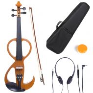 Cecilio 44 CEVN-3Y Solidwood Metallic Yellow Maple ElectricSilent Violin with Ebony Fittings-Full Size