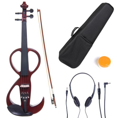  Cecilio 44 CEVN-3NA Solidwood Metallic Mahogany ElectricSilent Violin with Ebony Fittings-Full Size