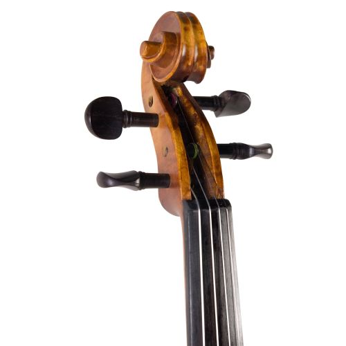  Cecilio Size 12 CVN-500 Ebony Fitted Flamed Solid Wood Violin with DAddario Prelude Strings, Lesson Book, Shoulder Rest