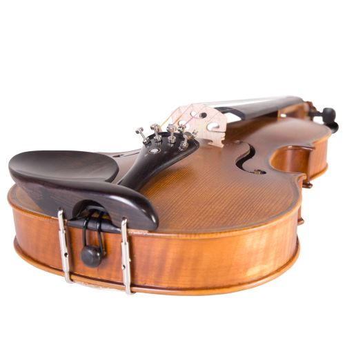  Cecilio Size 12 CVN-500 Ebony Fitted Flamed Solid Wood Violin with DAddario Prelude Strings, Lesson Book, Shoulder Rest