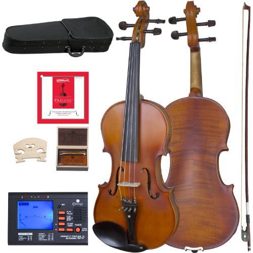  Cecilio CVA-500 Solidwood Ebony Fitted Viola with DAddario Prelude Strings, Size 15-Inch