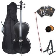 Cecilio Full Size 44 CCO-Black Student Cello w1 Year Warranty, Stand, Extra Set Strings, Bow, Rosin, Bridge & Soft Case