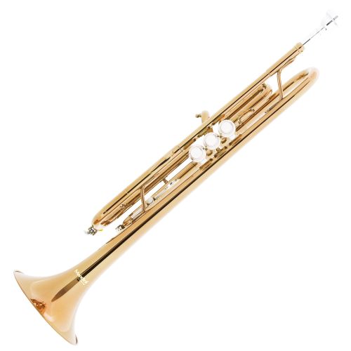  Mendini by Cecilio Bb Trumpet wTuner, Stand, Pocketbook, Deluxe Case and 1 Year Warranty, Gold Lacquer MTT-L+SD+PB+92D