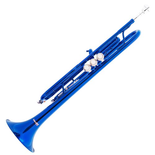  Mendini by Cecilio MTT-BL Blue Lacquer Brass Bb Trumpet with Durable Deluxe Case and 1 Year Warranty