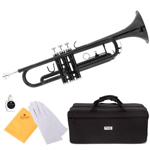  Mendini by Cecilio MTT-BK Black Lacquer Brass Bb Trumpet with Durable Deluxe Case and 1 Year Warranty