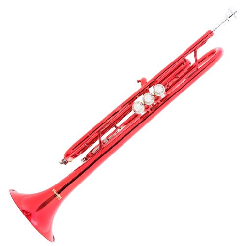  Mendini by Cecilio Bb Trumpet wTuner, Stand, Pocketbook, Deluxe Case and 1 Year Warranty, Red Lacquer MTT-RL+SD+PB+92D