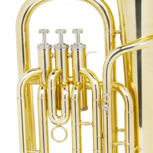  Cecilio Musical Instruments Mendini MBR-20 Lacquer Brass B Flat Baritone with Stainless Steel Pistons