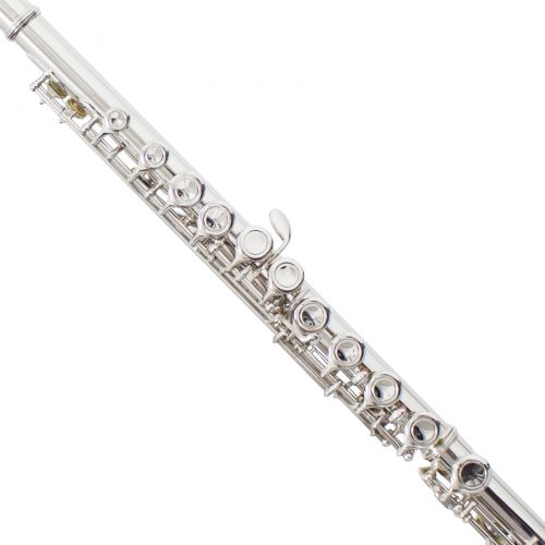  Mendini by Cecilio MFE-N Nickel Silver C Flute with Stand, Tuner, 1 Year Warranty, Case, Cleaning Rod, Cloth, Joint Grease, and Gloves