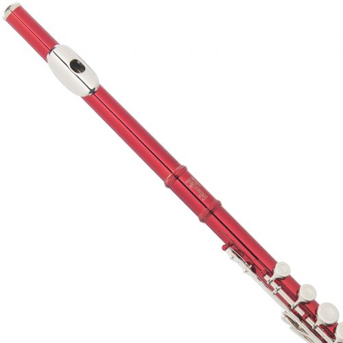  Mendini by Cecilio MFE-RD Red Lacquer C Flute with Stand, Tuner, 1 Year Warranty, Case, Cleaning Rod, Cloth, Joint Grease, and Gloves