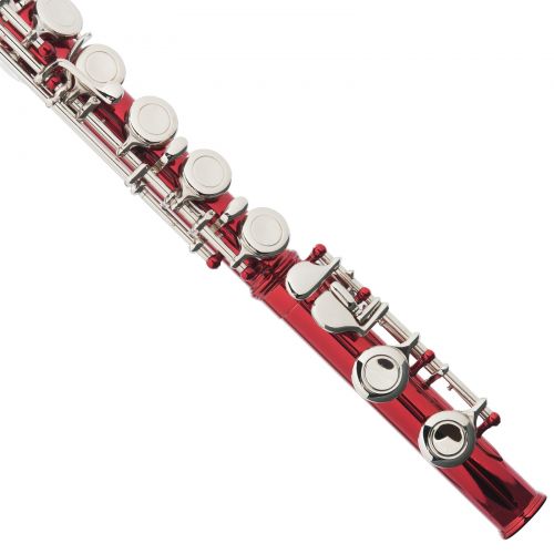  Mendini by Cecilio MFE-RD Red Lacquer C Flute with Stand, Tuner, 1 Year Warranty, Case, Cleaning Rod, Cloth, Joint Grease, and Gloves