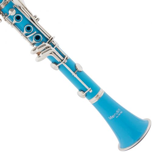  Mendini by Cecilio MCT-SB Sky Blue ABS Bb Clarinet w1 Year Warranty, Stand, Tuner, 10 Reeds, Pocketbook, Mouthpiece, Case, B Flat