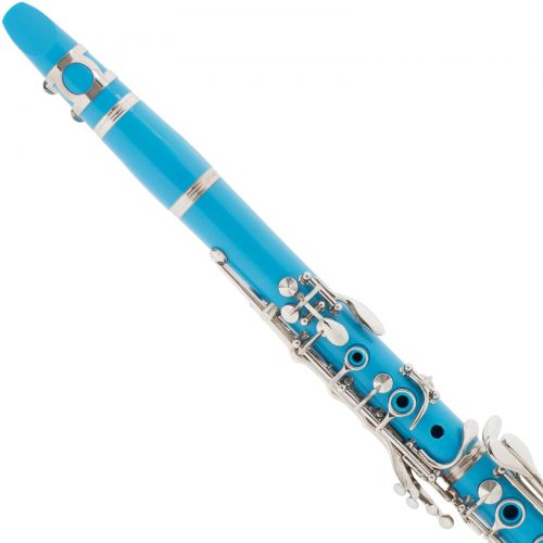  Mendini by Cecilio MCT-SB Sky Blue ABS Bb Clarinet w1 Year Warranty, Stand, Tuner, 10 Reeds, Pocketbook, Mouthpiece, Case, B Flat
