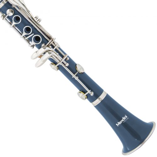  Mendini by Cecilio MCT-BL Blue ABS Bb Clarinet w1 Year Warranty, Stand, Tuner, 10 Reeds, Pocketbook, Mouthpiece, Case, B Flat