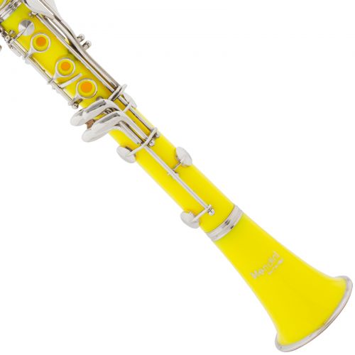  Mendini by Cecilio MCT-YL Yellow ABS Bb Clarinet w1 Year Warranty, Stand, Tuner, 10 Reeds, Pocketbook, Mouthpiece, Case, B Flat