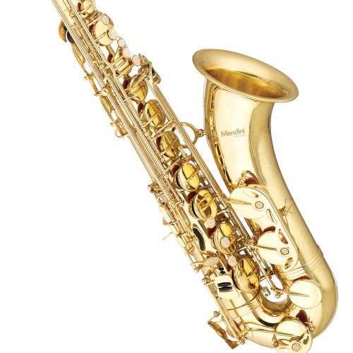  Mendini by Cecilio Bb Tenor Saxophone with Tuner, 10 Reeds, Mouthpiece and Case, MTS-L Gold Lacquer