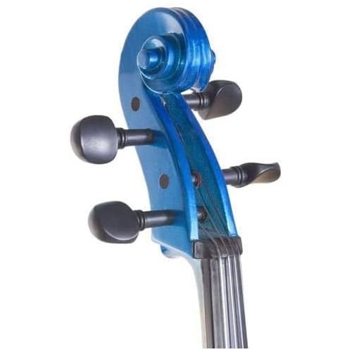  Mendini By Cecilio Cello - Musical Instrument For Kids & Adults - Cellos Kit w/Bow, Stand, Bag - Stringed Music Instruments For Students (Full Size, Blue)